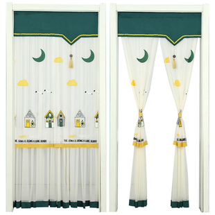 门帘隔断帘免打孔防蚊纱帘四季魔术贴厨房半帘高级感卧室家用门帘