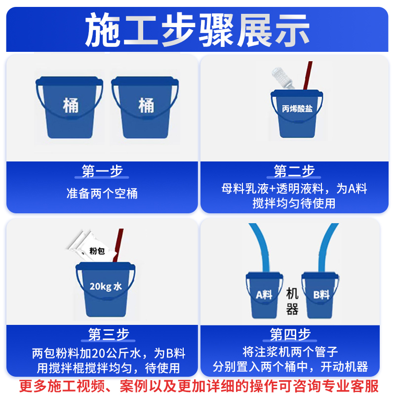 卫生间注浆防水补漏压注浆机屋顶地下室堵漏材料丙烯酸盐灌浆料