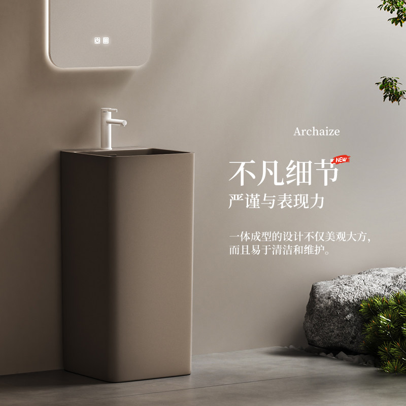 仿古陶瓷立柱盆艺术创意阳台卫生间民宿一体式别墅庭院户外洗手台