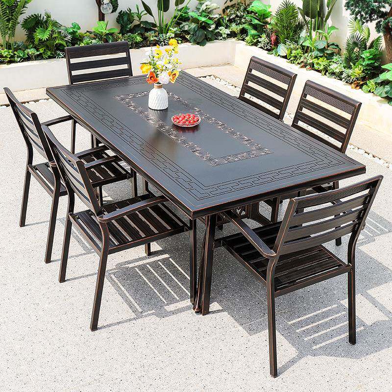 户外桌椅庭院花园铝合金桌椅铸铝简约别墅休闲餐桌室外露台桌椅