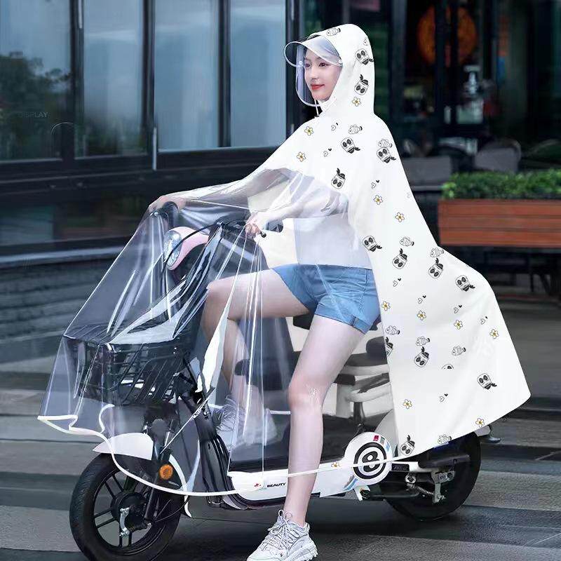 电动车雨衣透明时尚单人女款电瓶车自行车全身防暴雨加厚骑行雨披