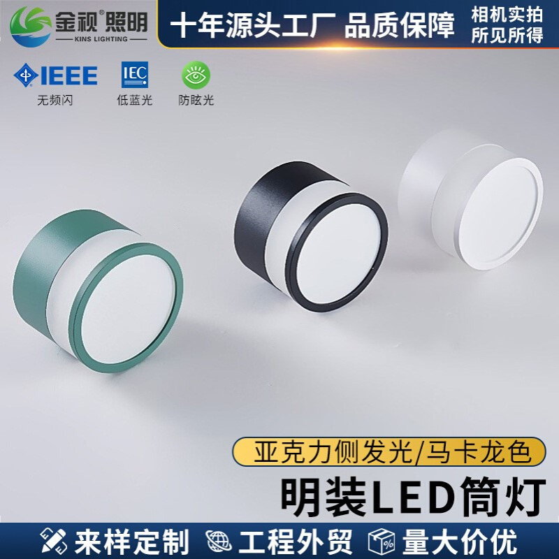 圆形极简led明装筒灯顶灯免开孔双段发光客厅玄关过道无主灯批发