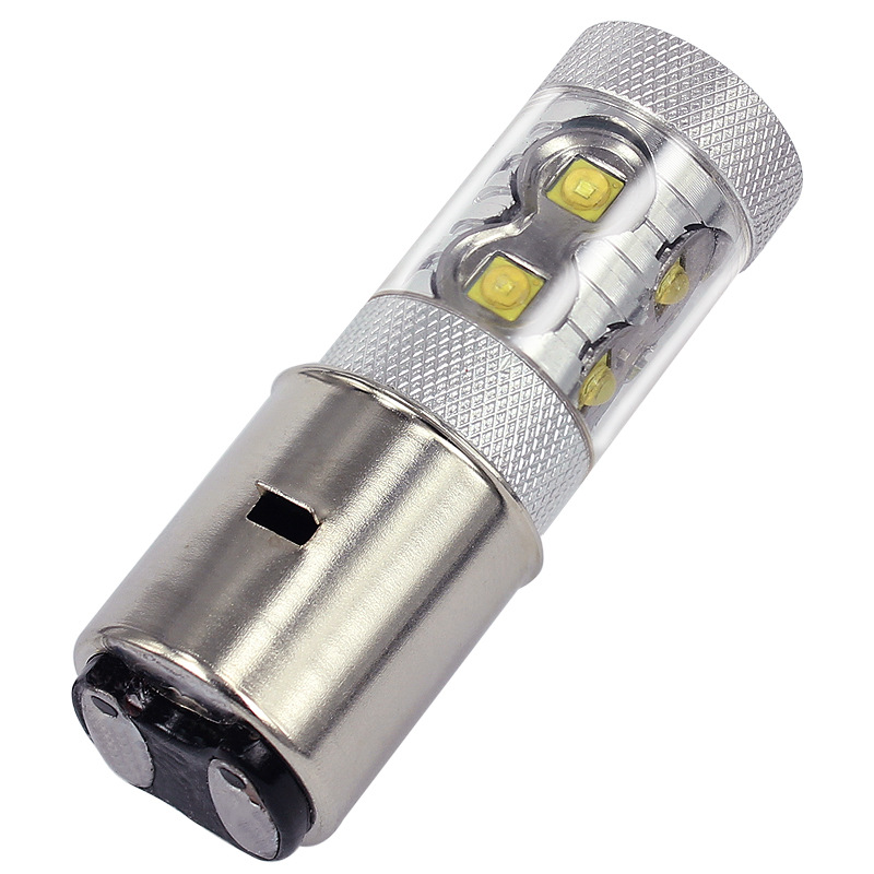 BA20D摩托车双爪灯泡H6 50w 3535 10LED双爪大功率高亮前照灯泡