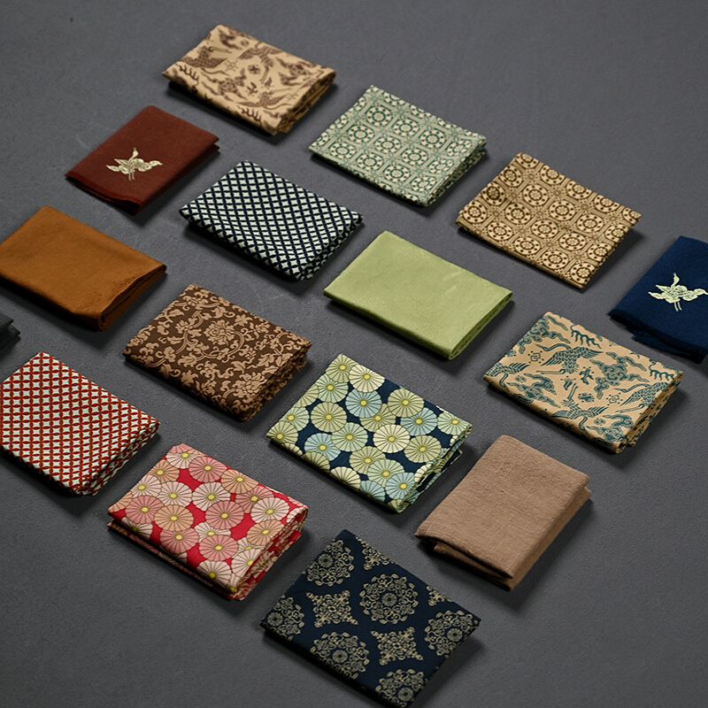 批发吸水茶巾棉麻手工茶布团花小茶席方巾干泡巾茶道茶具茶桌垫布