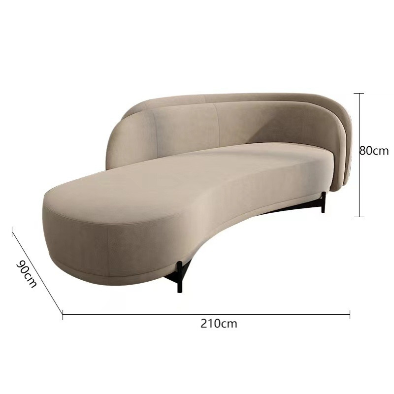 北欧轻奢设计师美容院服装店简约现代客厅异性弧形双三人布艺沙发
