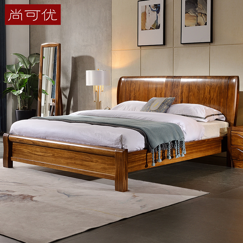乌金木床全实木双人床主卧大床现代中式家具箱体婚床1.8米储物床