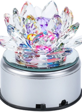 LED莲花灯桌面饰品水晶摆件装饰佛供灯充电荷花灯家用长明佛堂灯