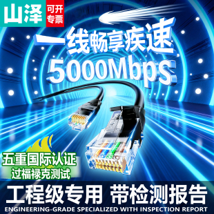 山泽成品网线六类 七八类网络跳线家用电脑路由器监控宽带线 超五