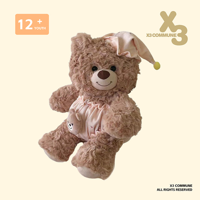 X3COMMUNE 正品毛绒公仔可爱围兜小熊小狗小兔晚安安抚陪伴情礼物