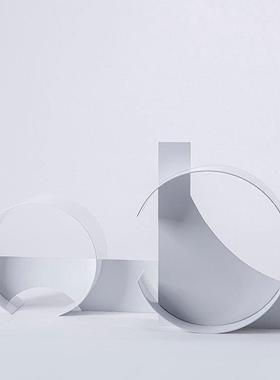 现代创意金属几何拼接造型摆件样板房客厅收纳书房玄关装饰品