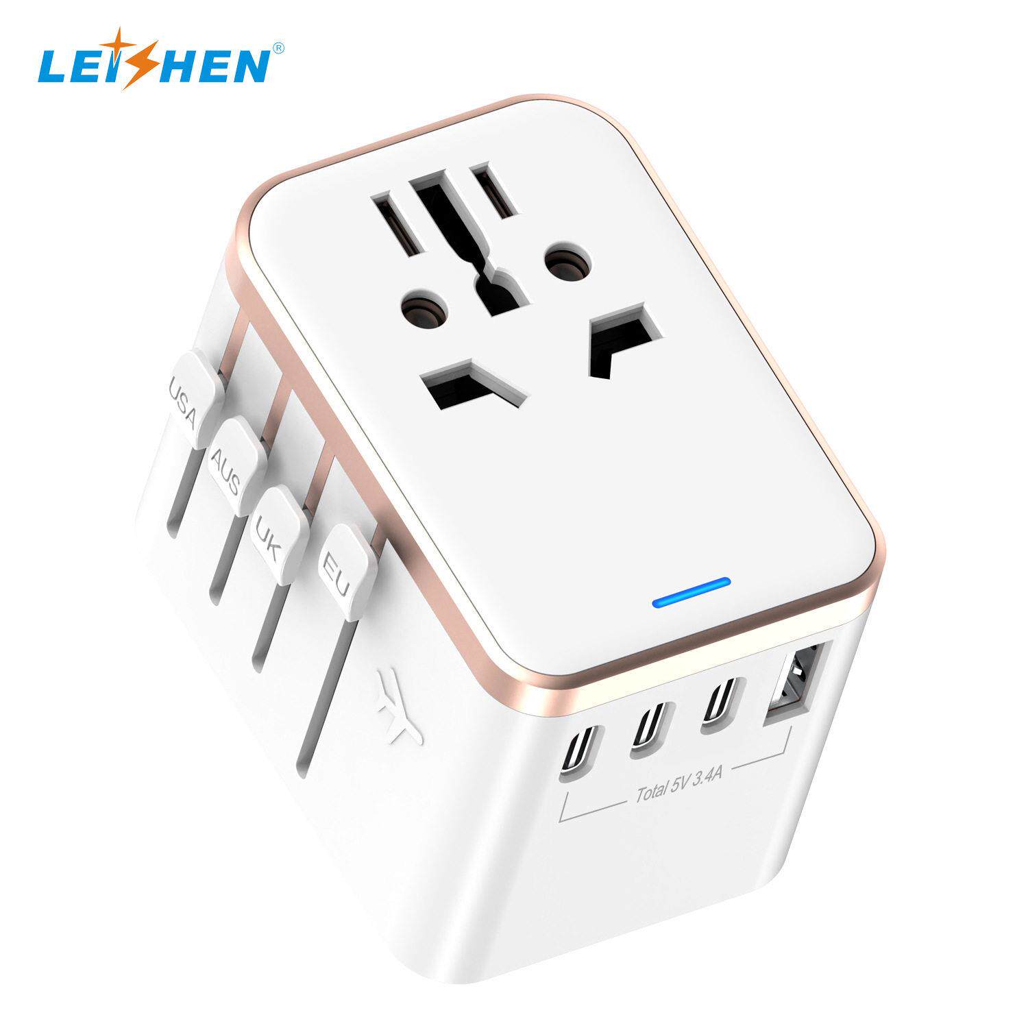 全球通转换插头 17W多国电源插座转换器 旅行多功能转换插座带USB