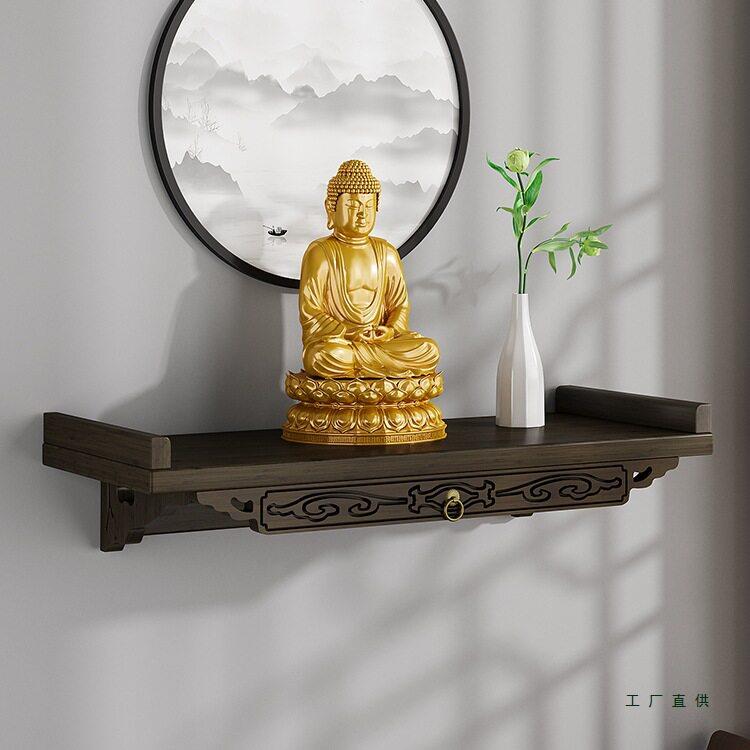 小型佛龛挂壁式神龛供奉台中式观音佛像托架神位挂墙香炉置物架子