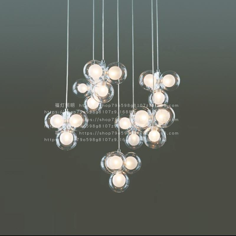 现代公寓旋转楼梯长吊灯艺术设计高定复式楼别墅loft中空客厅灯具