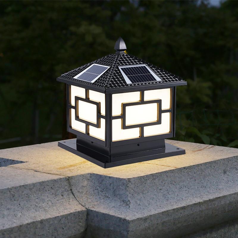 围墙柱头灯太阳能新中式大门灯门柱灯户外别墅庭院灯院门柱子灯