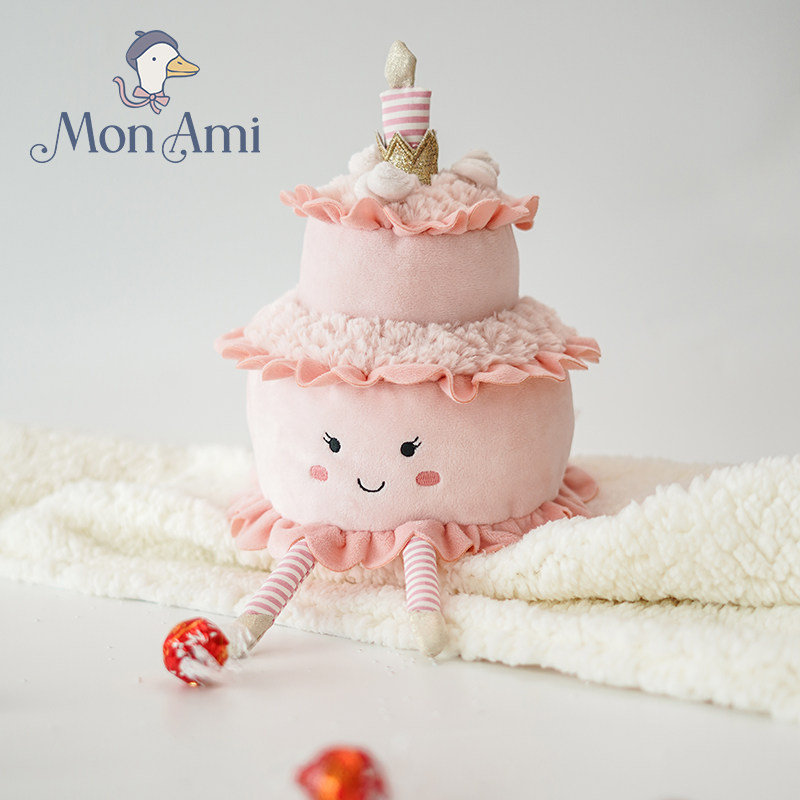 美国monami莫奈美粉色双层生日蛋糕新郎新娘婚礼玩偶情人节礼物