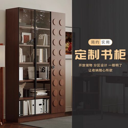 中古满墙书柜收纳柜一体整墙落地玻璃门模型展示柜收纳置物柜定制