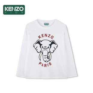 儿童休闲大象图案长袖 KIDS童装 KENZO T恤K61493 2025秋冬新品