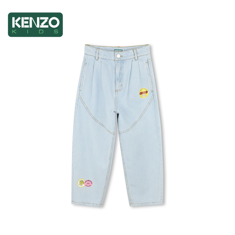 【断码特惠】KENZO KIDS童装儿童休闲牛仔印花长裤K60998