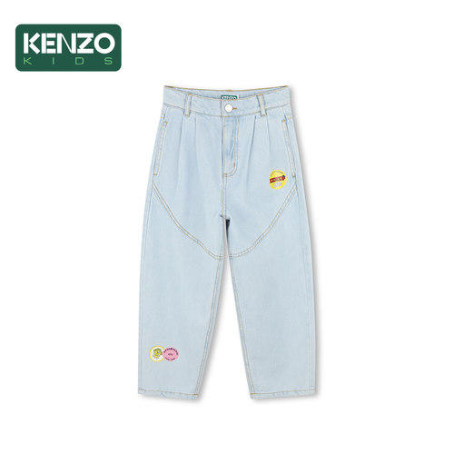 【断码特惠】KENZO KIDS童装儿童休闲牛仔印花长裤K60998