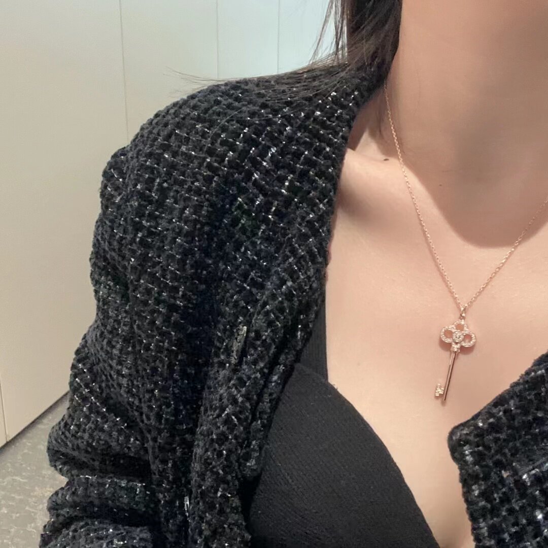 精工版玫瑰金项链女双层叠戴锁骨链高级感图片