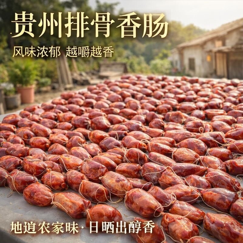 贵州特产烟熏排骨香肠麻辣脆肠