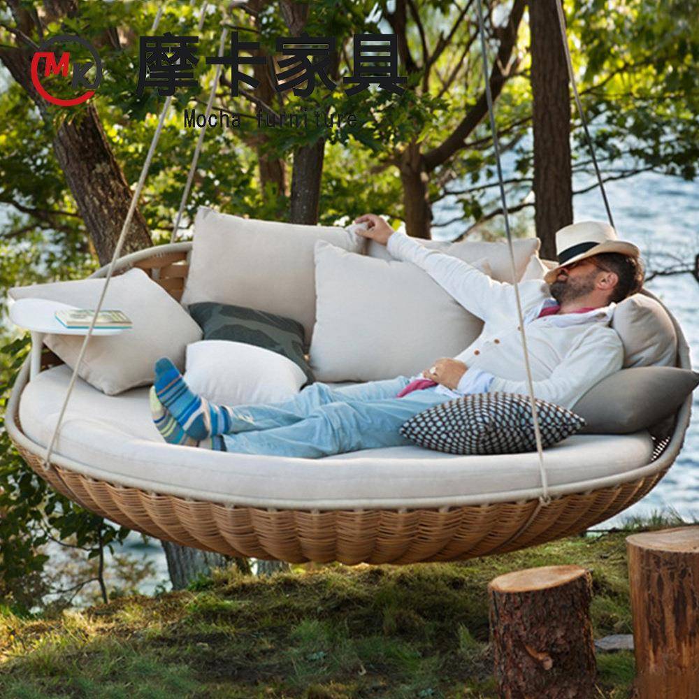 户外休闲摇摇椅藤编秋千庭院鸟巢吊椅吊篮阳台网红吊床室内摇摇椅