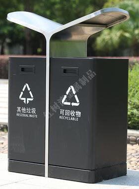 户外学校公园街道小区黑色烤漆镀锌板不锈钢分类垃圾桶翼形果皮箱