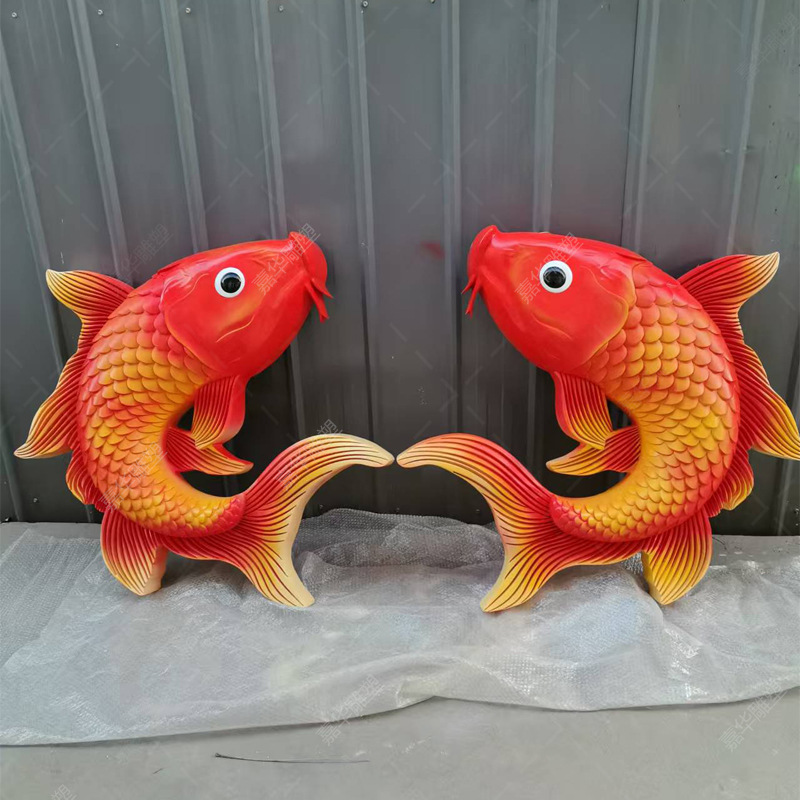 仿真鲤鱼雕塑户外公园庭院水池装饰玻璃钢金鱼发光鱼锦鲤摆件模型