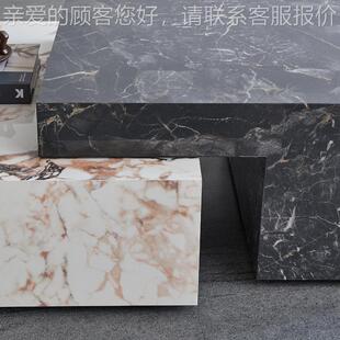 长方形岩板茶桌客厅家用创意几式 大师级感轻奢茶高几85138边组合