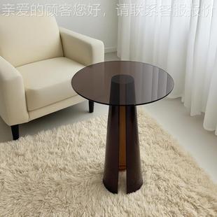 合ins风780现代客亚克力圆形边几高低组角几卧璃室阳台茶厅几玻边