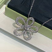 高版 本轻奢太阳花满钻项链女小众设计高级感大方气质大花朵锁骨链