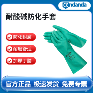 安丹达防化手套耐腐蚀无衬里丁腈防化手套10366绿色