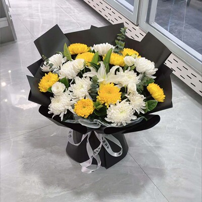 【全国小时达】黄白菊花鲜花花束