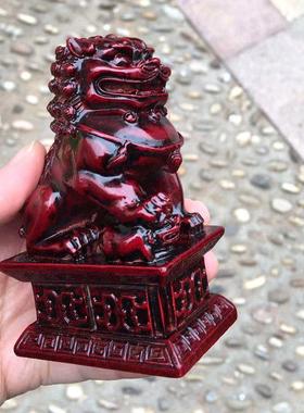 树脂双狮摆件立体狮子北京狮宫门狮公母一对家居客厅装饰品摆设