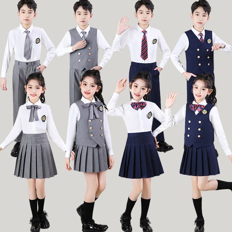 中小学生儿童合唱演出服学院风男女童短裙套装小学生班服诗歌朗诵