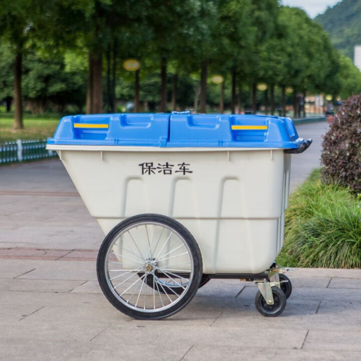 400L保洁车环卫保洁清运手推垃圾桶带盖带轮厨余垃圾箱带轮大容量