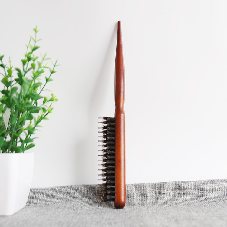 木梳子批发尖尾梳便携针毛梳美发清洁按摩蓬松长短齿猪鬃毛荷木女