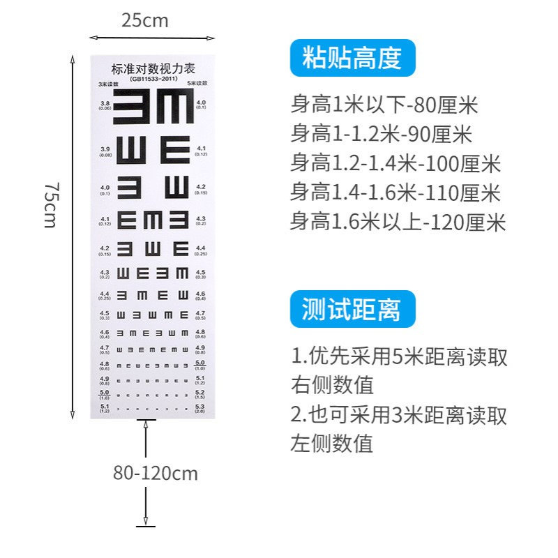 视力表国际标准视力表对数3米5米可测 撕不坏 现货厂家批发