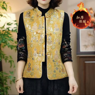 妈妈装 2025秋新复古文艺马甲显瘦中长款 印花碎花马甲遮肚时尚