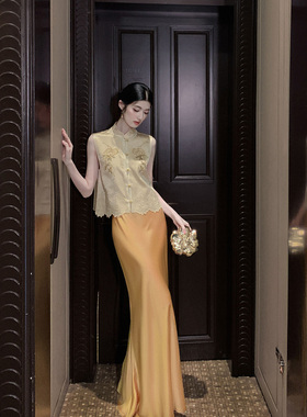 MOPASSANT 【金桐月】新中式订婚婚礼醋酸刺绣汉服套装