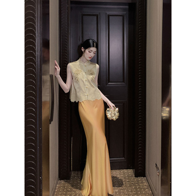 MOPASSANT 【金桐月】新中式订婚婚礼醋酸刺绣汉服套装