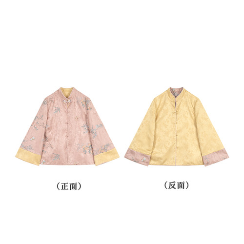 年中清仓【蜜金绡】 新款秋季双面双穿新中式宽松绣花女士外套