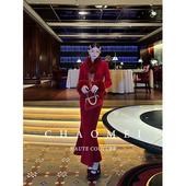 国风婚礼收腰羊毛套装 冯 狐狸毛领 冬季 新中式 CHAOMEI 红烛宴