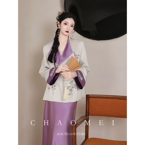 年中清仓【飞花令】醋酸缎面提花国风套装春秋新中式改良汉服