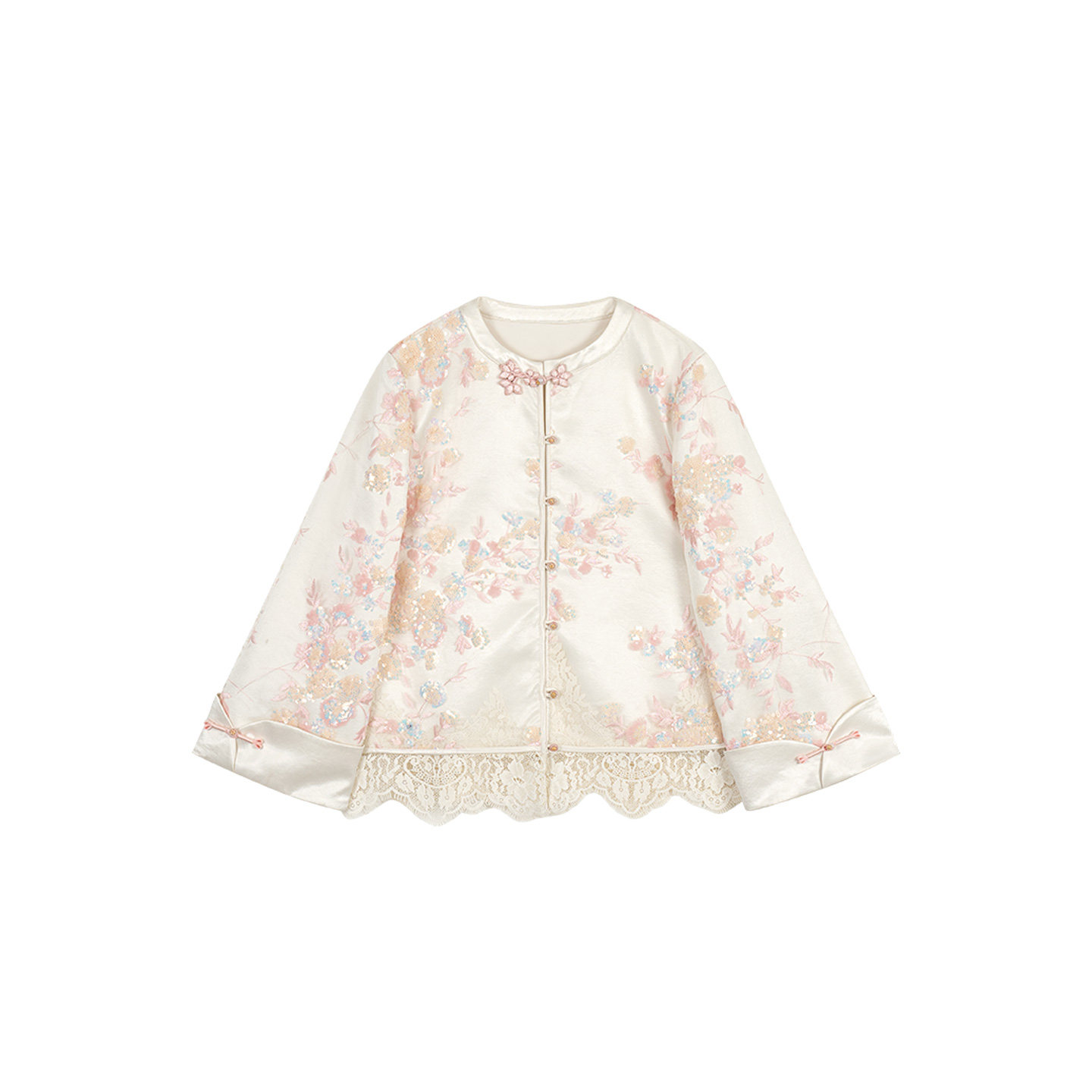 【桃霏】冯（CHAOMEI 秋季新款新中式绣花100桑蚕丝杏花粉外套,女装/女士精品,汉服上装,淘宝优惠券,粉丝福利购,淘宝优惠卷
