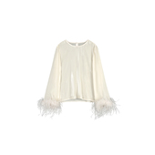 新中式 羽毛100人丝打底衫 CHAOMEI秋季 新款 禽鸟羽毛针织衫 冯