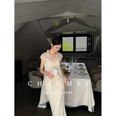 套装 年终特惠 马甲 半裙新中式 东方既白 米黄色蕾丝刺绣开衫