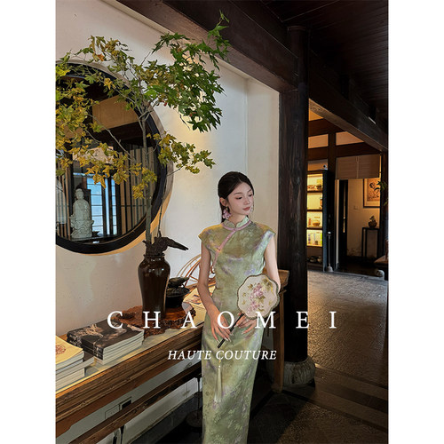 闭店清仓【柳如烟】新中式秋装 人丝披肩外套改良版旗袍连衣裙