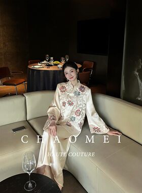 闭店【繁花】新中式中国风女装刺绣醋酸外套+吊带裙套装