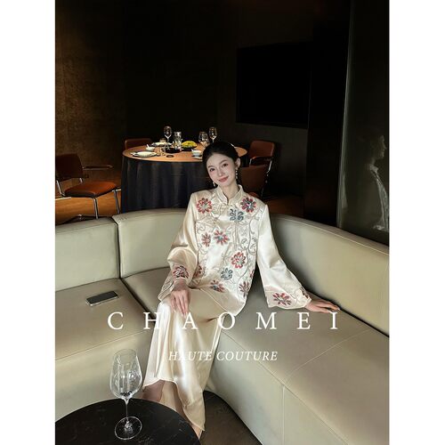 闭店清仓【繁花】新中式中国风女装刺绣醋酸外套+吊带裙套装